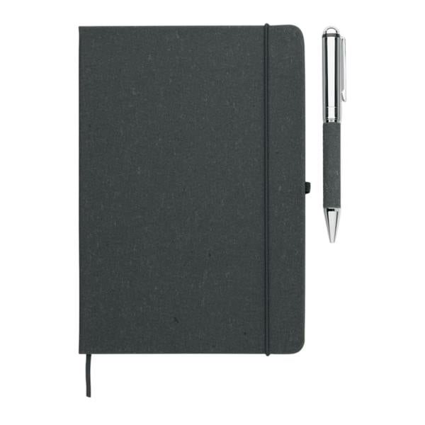 MidOcean Eleganote Leather Notebook & Pen - Black - 
