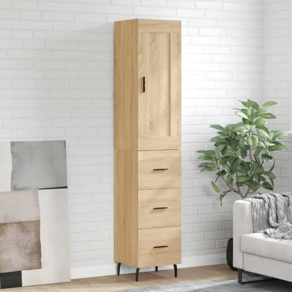 Berkfield Highboard Sonoma Oak 34.5x34x180 cm Engineered Wood