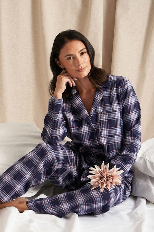 Pretty You London Plaid Pyjama Set in Midnight