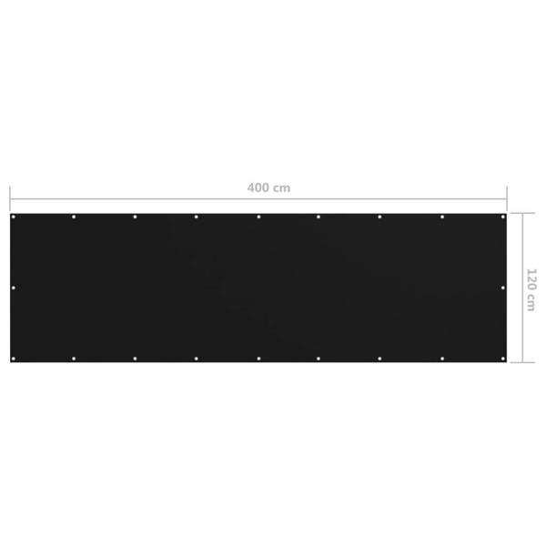 Berkfield Balcony Screen Black 120x400 cm Oxford Fabric