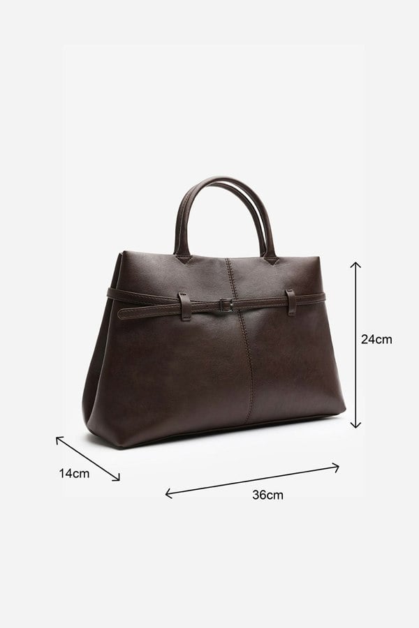 Where's That From Flores Luxury Structured Leather Tote Bag in Brown