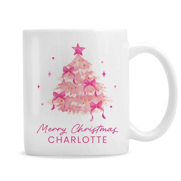 Personalised Memento Company Personalised Pink Christmas Tree Mug