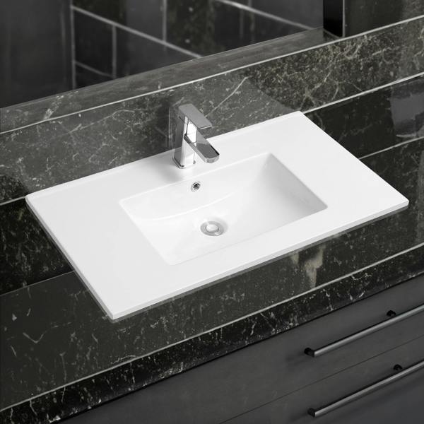 4001a ceramic 91cm thin edge inset basin with scooped bowl