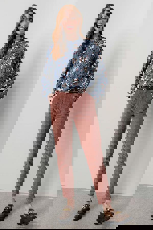 Lily & Me Fiona Gathered Neck Blouse Navy