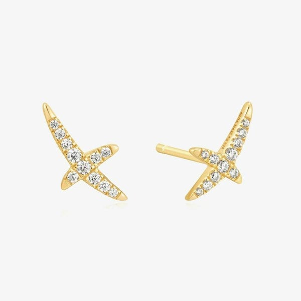Ania Haie Heart Hunter 14ct Gold Plated Cubic Zirconia Kiss Stud Earrings E057-02G