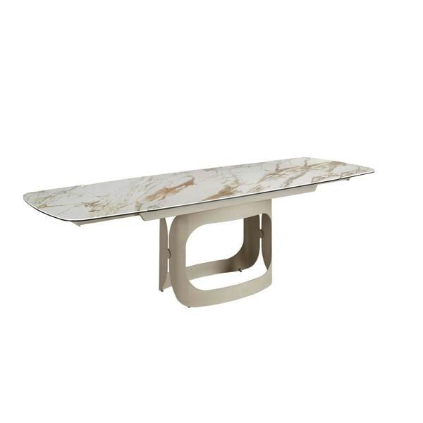 Angel Cerdá Oval extendable dining table with porcelain marble and metallic sand steel 1188