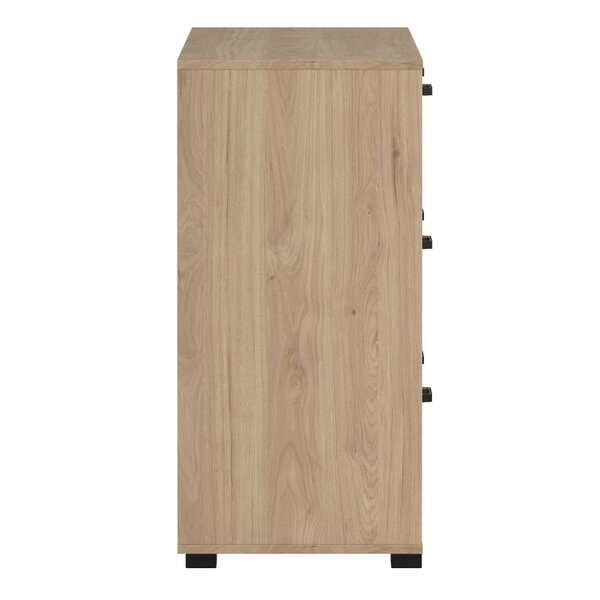 Wyld Haus Stuttgart Natural Oak Chest of 6 Drawers Black Metal Handles