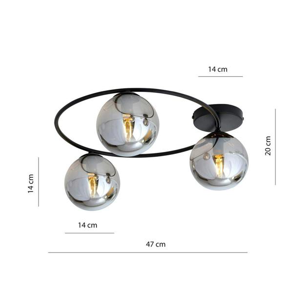 Emibig SOPRA Ceiling lamp  3 x E14 Black with Graphite Shade