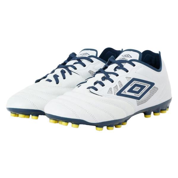 Umbro Mens Tocco Iv Pro Ag Goat Leather Football Boots - White/Poseidon/Blazing Yellow - 