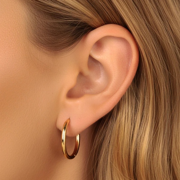 18k Gold or Silver Solid Hoop Earrings - 20mm 