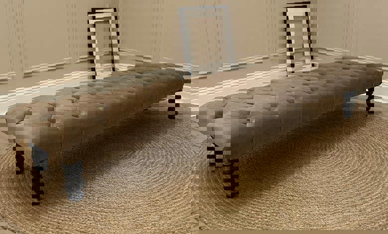 Rectangular Sand Coloured Chesterfield Footstool - ISTOOLS