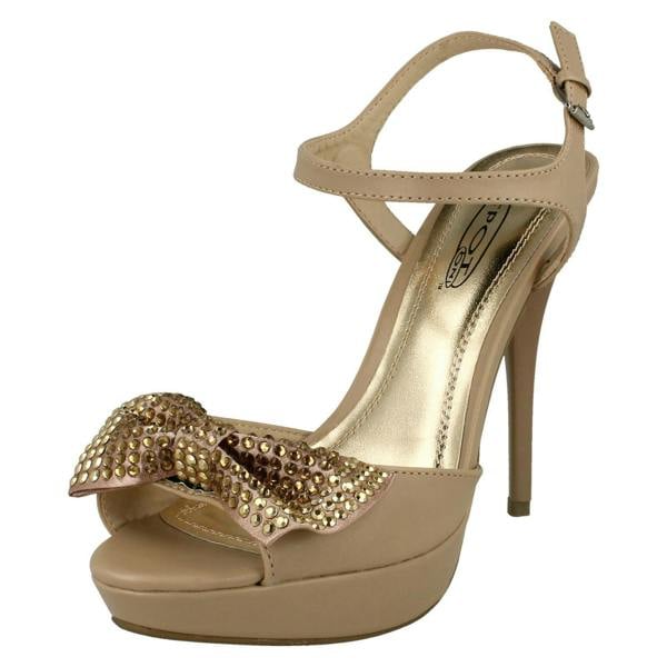 Spot On Ladies Spot On Platform High Heels With Diamante Bow