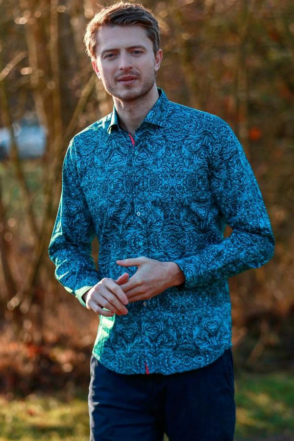 WAVY ORNAMENTS PRINT SHIRT – Premium Men's Patterned Shirt by Claudio Lugli | Bold Design, Tailored Fit, Best Printed Shirts