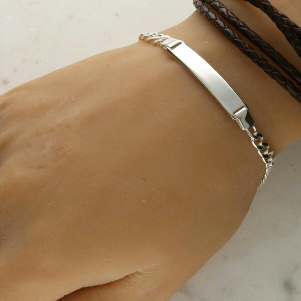 Christopher James of London Sterling Silver Mens Slim ID Bracelet With Optional Engraving