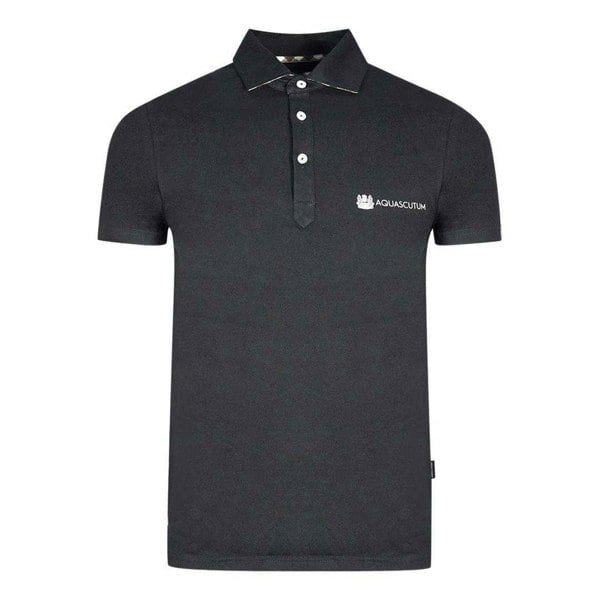 Aquascutum Unisex Adult Aldis Block Logo Polo Shirt - Black