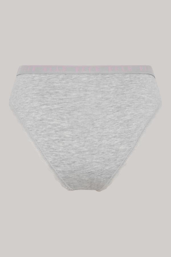 ELLE Multi Pack (3) Cotton Lace Trim Tipped Brazilians