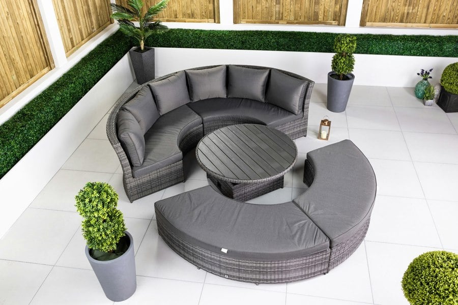 Giardino Delphi 3-in-1 Modular Round Sofa Daybed & Dining Set