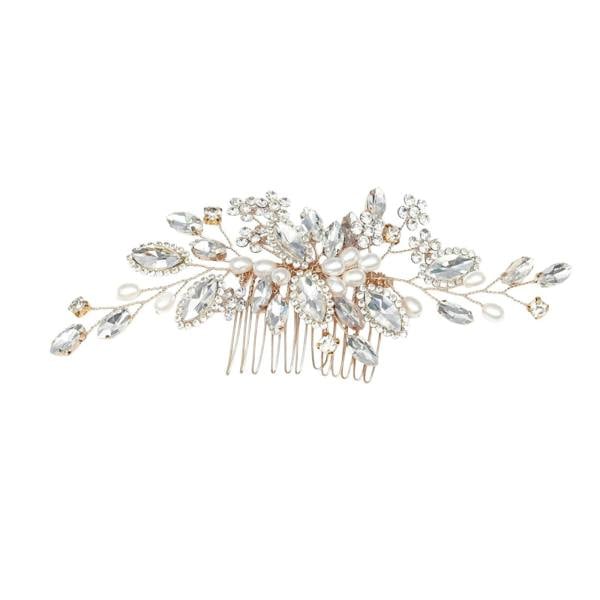 Gold Trip Marquise Crystal & Pearl Hair Comb