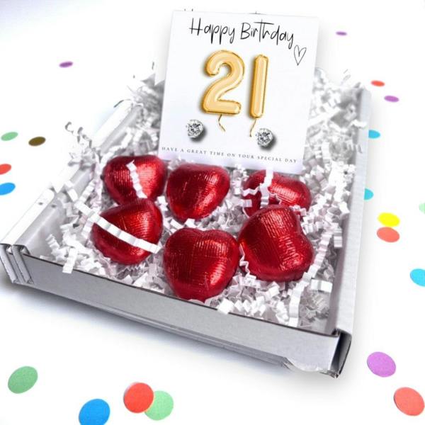 Aye Do Gifts 21st Birthday Cubic Zirconia Earrings & Gold Balloons Mini Hamper