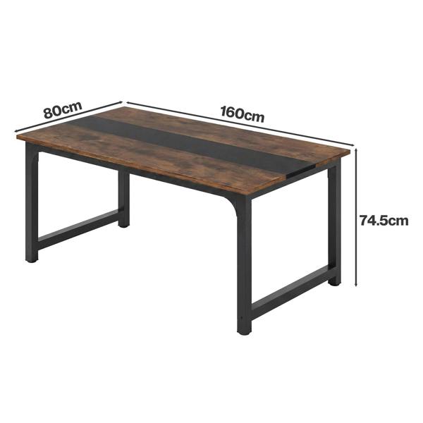 Levede Dining Table 4-6 Seater Retro Kitchen Adjustable Foot for Home Walnut