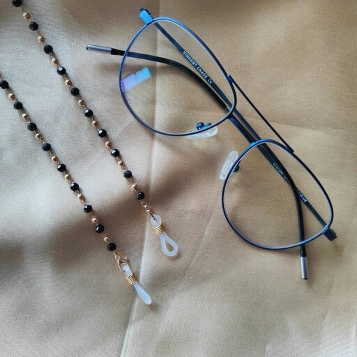 The Colourful Aura Black Beaded Sunglass Reading Eyeglass Lanyard Detachable Chain