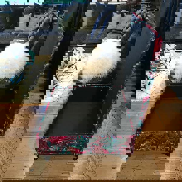 Handcrafted buttoned footstool coffee table ottoman UK
