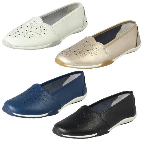 Down to Earth Ladies Down To Earth Flower Punch Details Casual Shoes F80576
