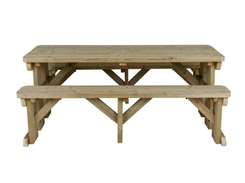 Aspen Rounded Picnic Table and Benches Set - Wooden Outdoor Dining Set for Gardens and Patios