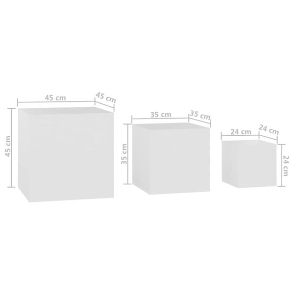Berkfield Side Tables 3 pcs White Engineered Wood
