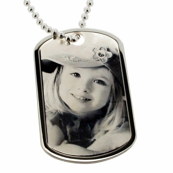 Christopher James of London Sterling Silver Large Photo Engraved Dog Tag With Optional Engraving