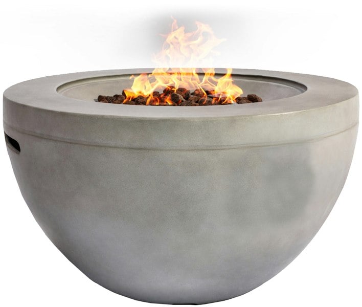 MDA Designs TABITI Light Grey Gas Fire Pit for Garden & Patio Luxurious Eco-Stone Finish Outdoor Heater