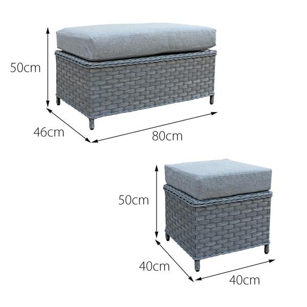 buxton rattan 9 seat rising firepit corner set in ocean grey with grey cushions