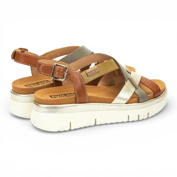 Pikolinos Palma - Women's Brown Leather Wedge Sandals