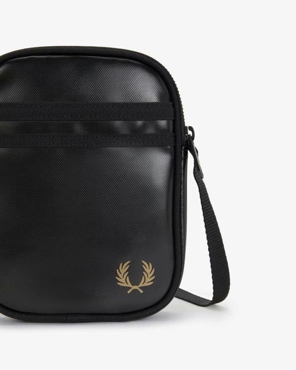 Fred Perry Mens Tonal Classic Small Side Bag - Black/Gold 774 | CHO | Designer Mens Bags