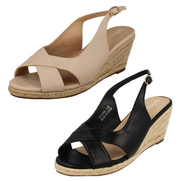 Savannah Ladies Savannah Mid Wedge Heel Espadrille Wide Fitting Sandals F2313