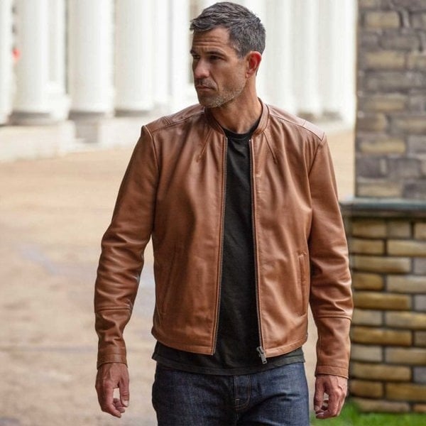 Ashwood 'Fons' Leather Slim Fit Biker Jacket: BR FONS-1