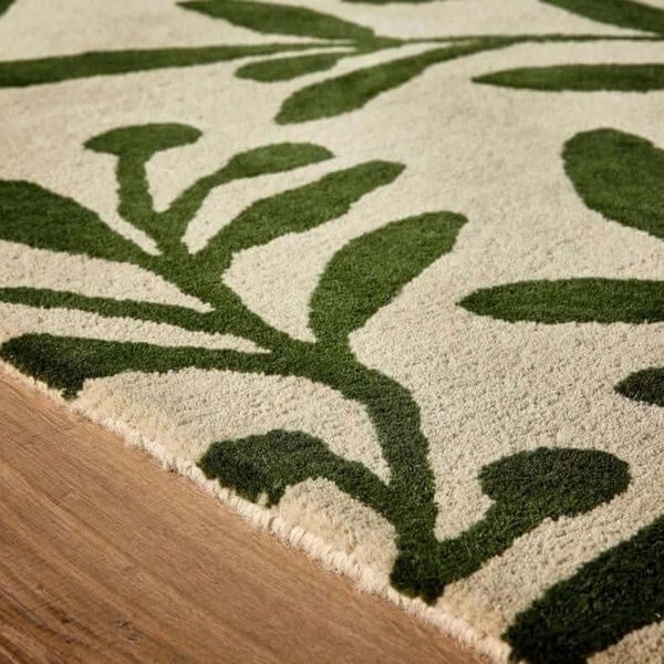 The Rugs Cream Rug Floral Design | Elegant Wool Home Decor