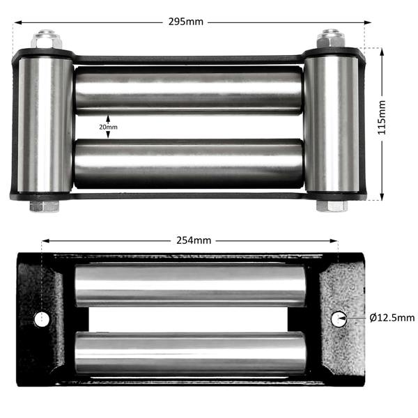 WINCHMAX Roller Fairlead, Large, Military Grade, Matt Black. Stainless Steel Rollers.