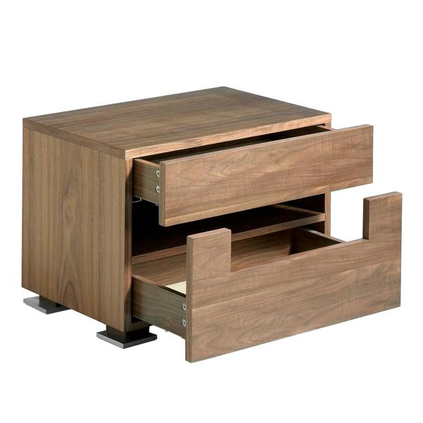 Angel Cerdá Bedside table walnut and polished steel with interior lighting 7065