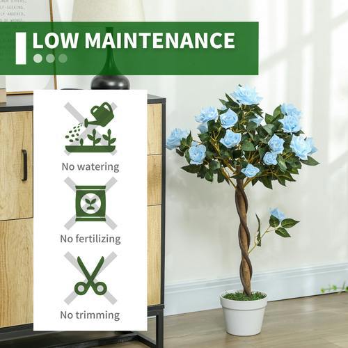 Dyzi 2pcs 90cm Artificial Rose potted Faux Tree Plant Garden Patio Décor