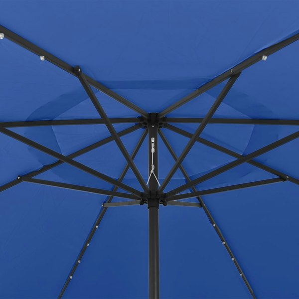 Berkfield Outdoor Parasol with LED Lights and Metal Pole 400 cm Azure Blue