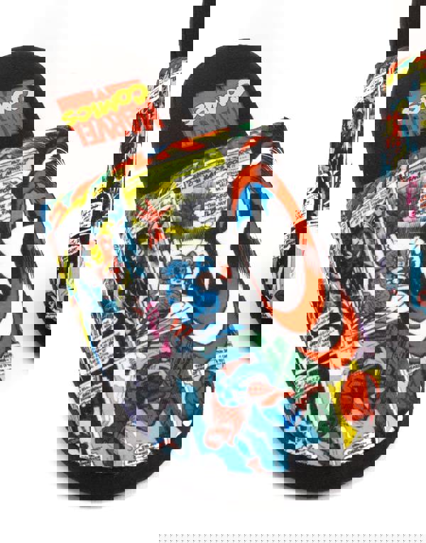 Marvel Mens Black Character All-Over Print Mule Slippers
