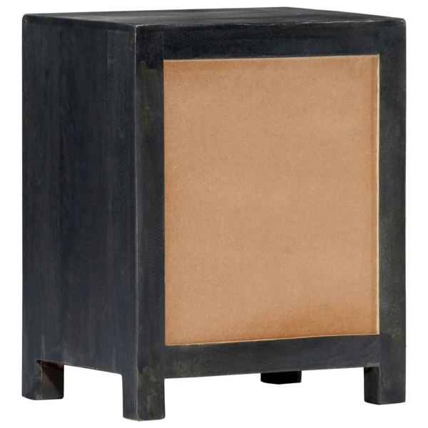 Berkfield Hand Carved Bedside Cabinet Grey 40x30x50 cm Solid Mango Wood