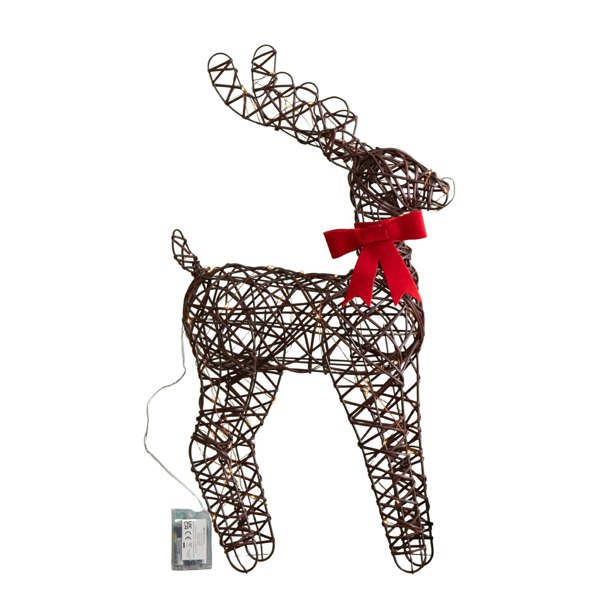 Samuel Alexander 60cm Battery Operated Light up Christmas Reindeer with Red Bow & Warm White LEDs