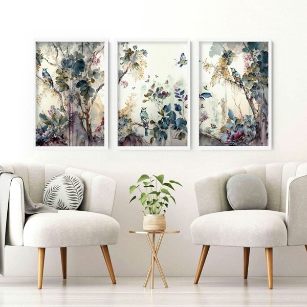 Living room wall art decor | set of 3 Chinoiserie wall art prints