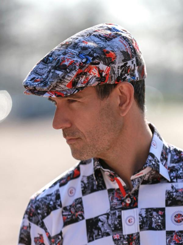 Monaco Grey Printed Flat Cap - Claudio Lugli Shirts