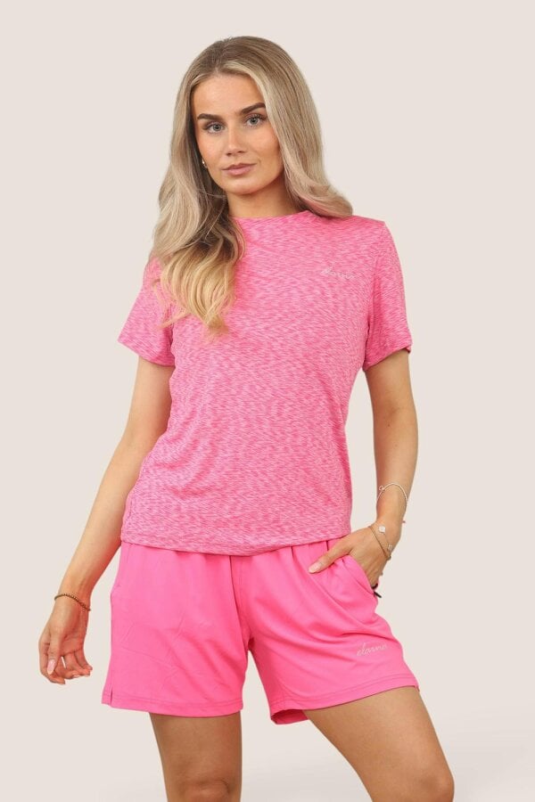 Elaina Fashion Women's Activewear Set – Lightweight Performance T-Shirt & Shorts with Pockets, Gym, Yoga, Running | Various Colours - S/8 - Pink