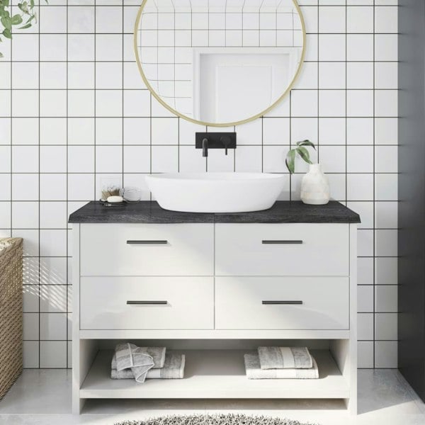 Berkfield Bathroom Countertop Dark Grey 120x60x4 cm Treated Solid Wood