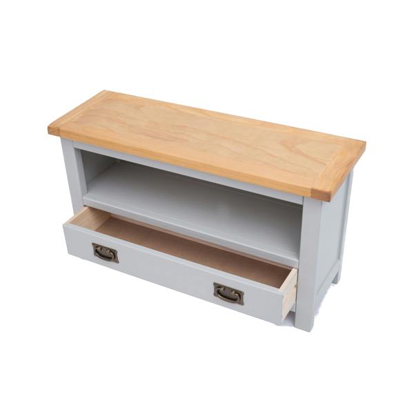 Cabinet Bits Argenta Light Grey 1 Drawer TV Cabinet Brass Drop Handle