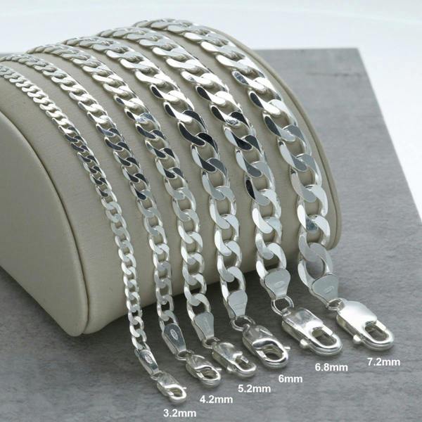 Sterling Silver Flat Diamond Cut Open Link Curb Chain - Love Silver Jewellery